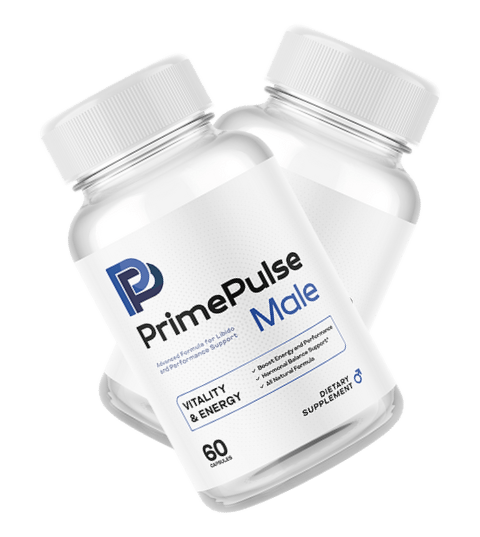 PrimePulse Male Supplement Bottle — Natural Testosterone & Stamina Support